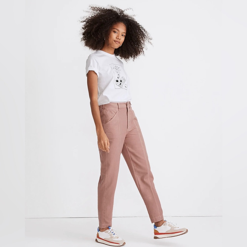 Madewell Women's Pink Seamed Tapered Pants